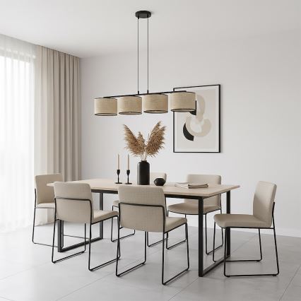 Κρεμαστό φωτιστικό ECO με καλώδιο 4xE27/15W/230V μπεζ/ρατάν