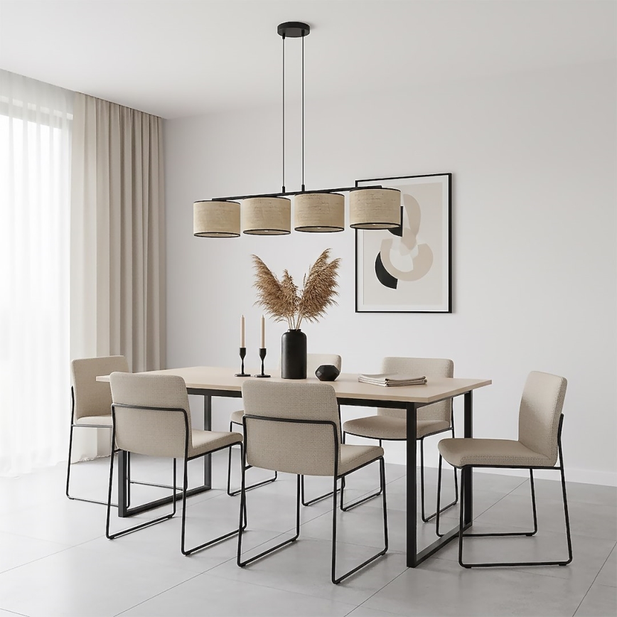 Κρεμαστό φωτιστικό ECO με καλώδιο 4xE27/15W/230V μπεζ/ρατάν