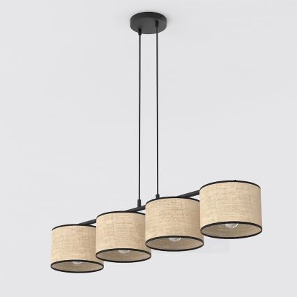 Κρεμαστό φωτιστικό ECO με καλώδιο 4xE27/15W/230V μπεζ/ρατάν