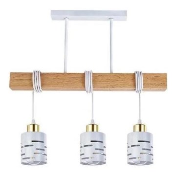 Κρεμαστό φωτιστικό ELEN με καλώδιο 3xE27/35W/230V λευκό/χρυσό/καφέ