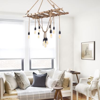 Κρεμαστό φωτιστικό EREBOS με καλώδιο 12xE27/40W/230V καφέ