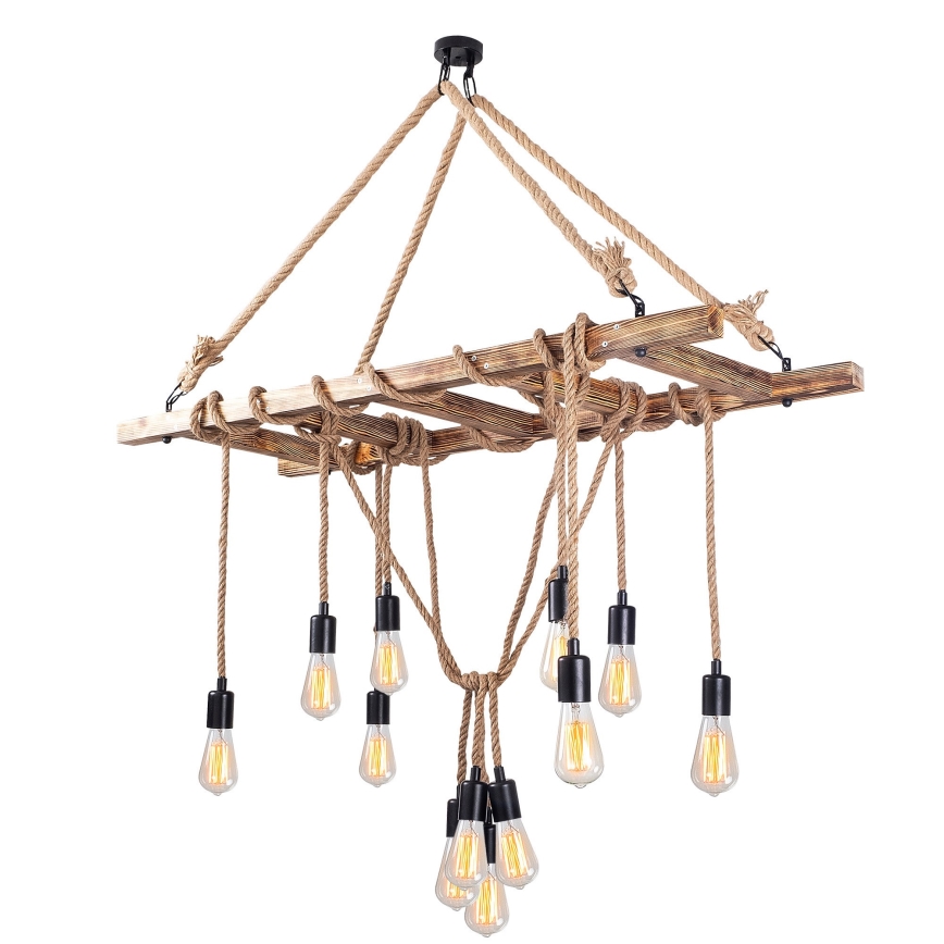 Κρεμαστό φωτιστικό EREBOS με καλώδιο 12xE27/40W/230V καφέ