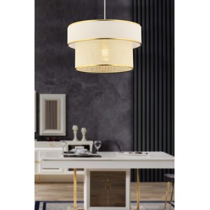 Κρεμαστό φωτιστικό ERO με καλώδιο 1xE27/60W/230V κρεμ/χρυσό