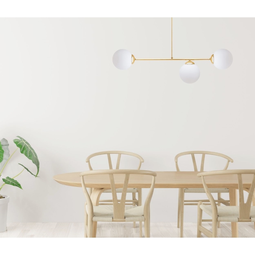 Κρεμαστό φωτιστικό FIRA 3xE27/60W/230V χρυσό