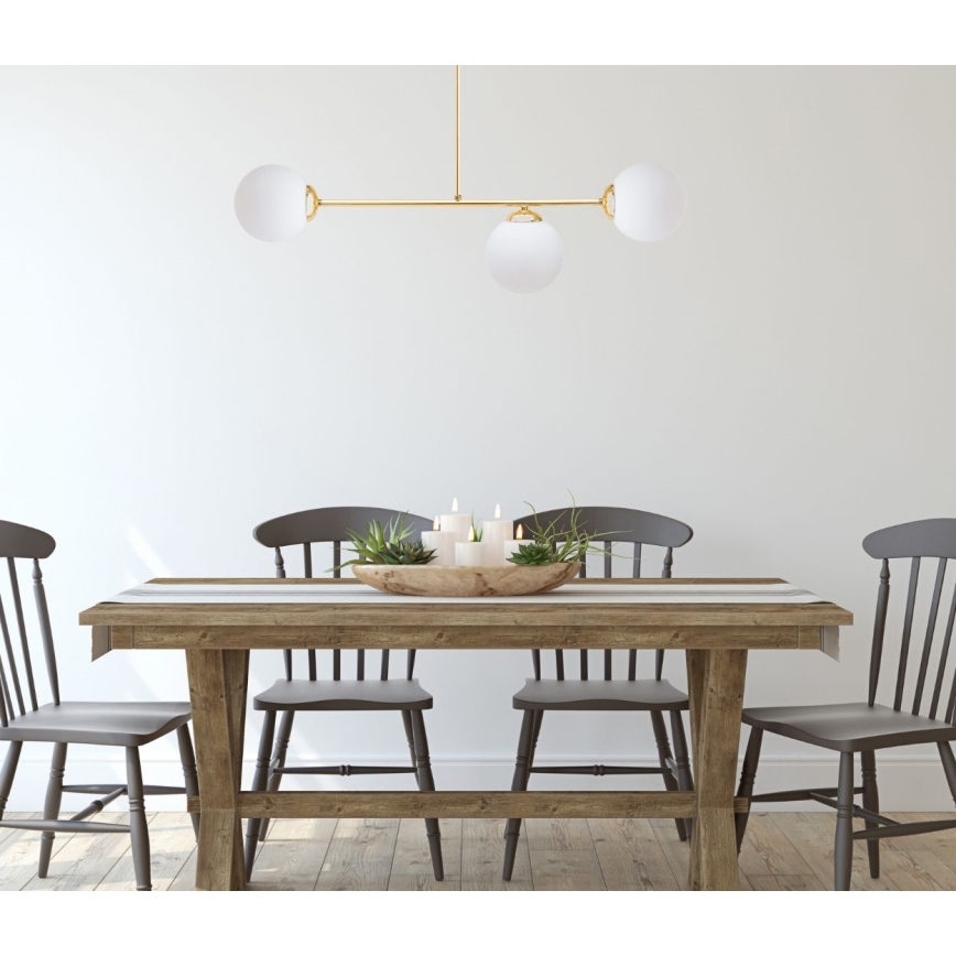 Κρεμαστό φωτιστικό FIRA 3xE27/60W/230V χρυσό