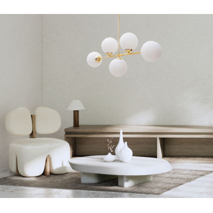 Κρεμαστό φωτιστικό FIRA 5xE27/60W/230V χρυσό