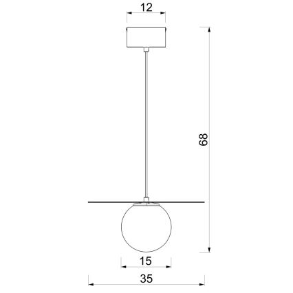 Κρεμαστό φωτιστικό FLAT με καλώδιο 1xE27/15W/230V, χρυσό