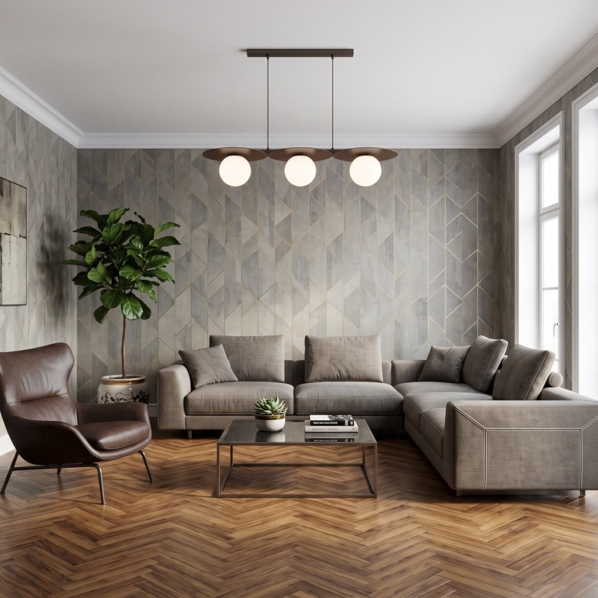 Κρεμαστό φωτιστικό FLAT με καλώδιο, 3xE27/15W/230V, καφέ