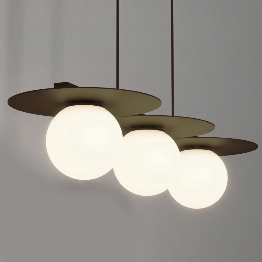 Κρεμαστό φωτιστικό FLAT με καλώδιο, 3xE27/15W/230V, καφέ