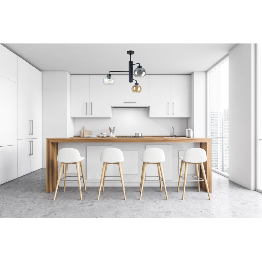 Κρεμαστό φωτιστικό FLEX 3xE27/60W/230V μαύρο/φιμέ μαύρο/φιμέ μπεζ/διαφανή