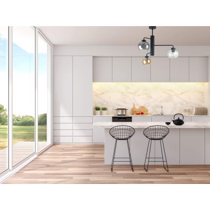 Κρεμαστό φωτιστικό FLEX 3xE27/60W/230V μαύρο/φιμέ μαύρο/φιμέ μπεζ/διαφανή