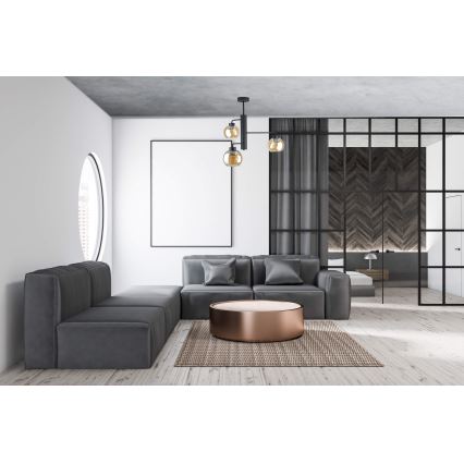 Κρεμαστό φωτιστικό FLEX 3xE27/60W/230V μαύρο/φιμέ μπεζ