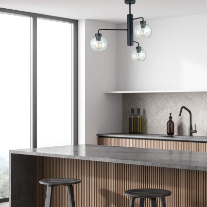 Κρεμαστό φωτιστικό FLEX 3xE27/60W/230V μαύρο/διαφανές