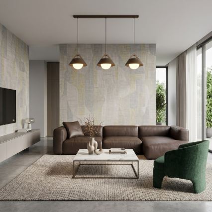 Κρεμαστό φωτιστικό FUNDA με καλώδιο 3xE27/15W/230V, καφέ