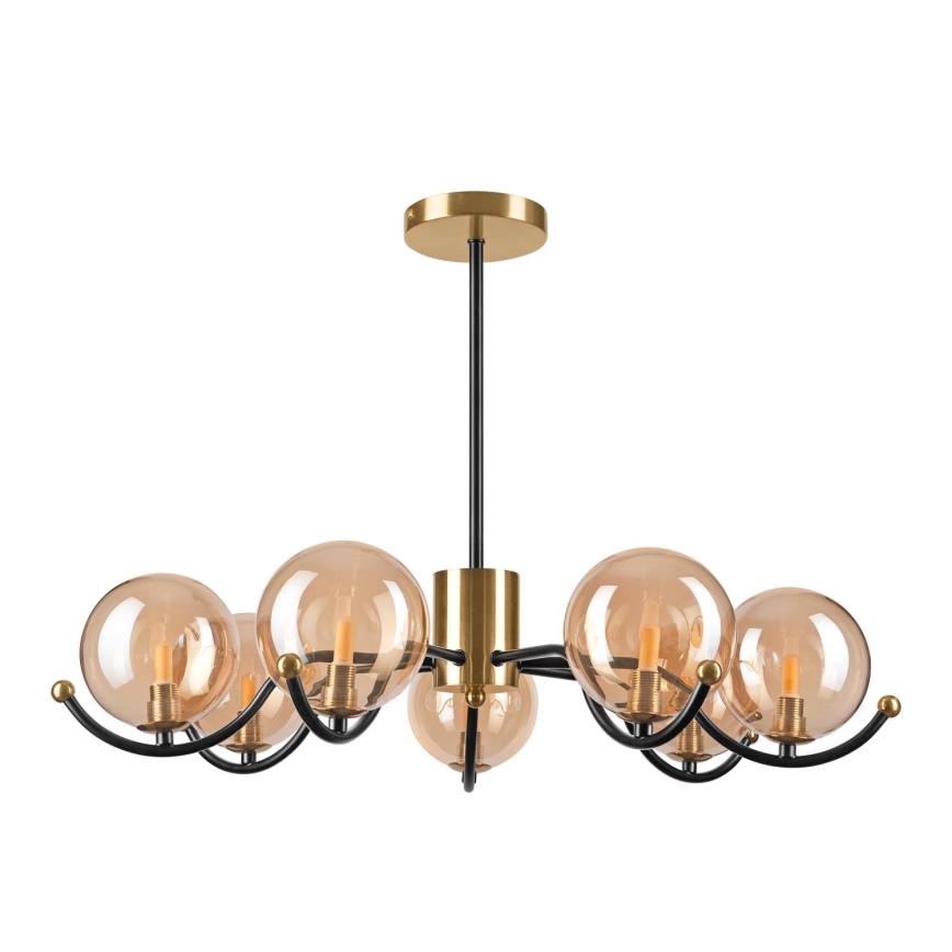 Κρεμαστό φωτιστικό GEORGIA 7xE14/5W/230V χρυσό/φιμέ μπεζ