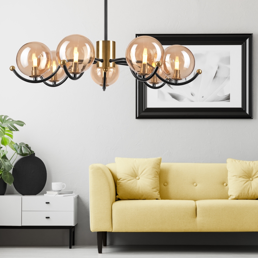 Κρεμαστό φωτιστικό GEORGIA 7xE14/5W/230V χρυσό/φιμέ μπεζ