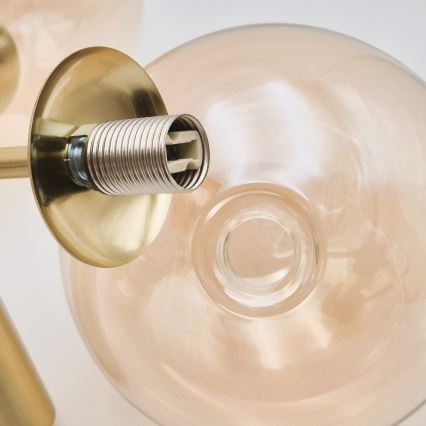 Κρεμαστό φωτιστικό GEORGIA 7xE14/5W/230V χρυσό/φιμέ μπεζ