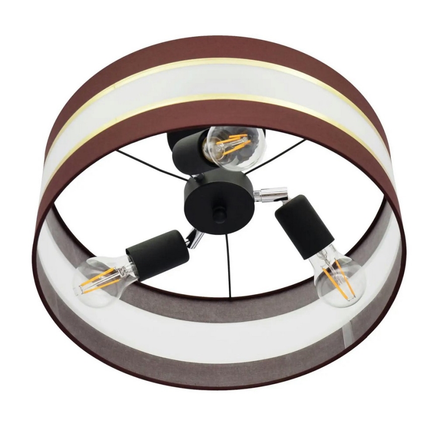 Κρεμαστό φωτιστικό HELEN 3xE27/15W/230V καφέ/μαύρο/χρυσαφί