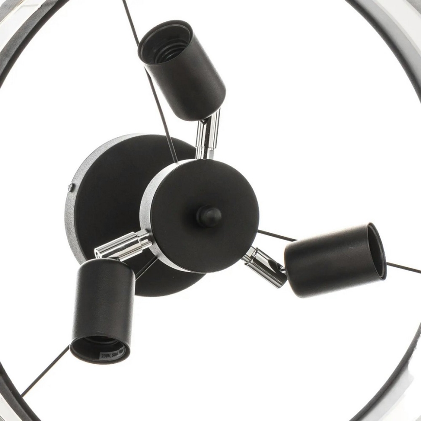 Κρεμαστό φωτιστικό HELEN 3xE27/15W/230V μαύρο/γυαλιστερό χρώμιο