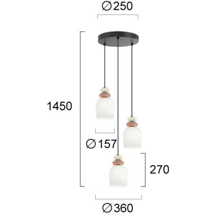 Κρεμαστό φωτιστικό HILDA 3xE14/40W/230V μαύρο/καφέ