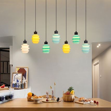 Κρεμαστό φωτιστικό LED CACTUS σε καλώδιο ανάρτησης 7xLED/2,8W/230V 3000K πράσινο/κίτρινο/λευκό