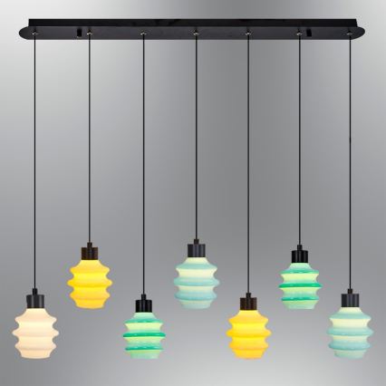 Κρεμαστό φωτιστικό LED CACTUS σε καλώδιο ανάρτησης 7xLED/2,8W/230V 3000K πράσινο/κίτρινο/λευκό