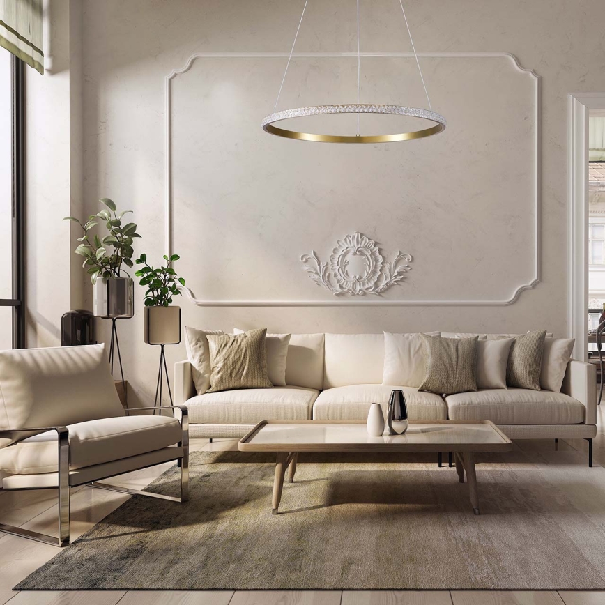 Κρεμαστό φωτιστικό LED DIANA με καλώδιο, 25W/230V, 4000K, Ø 50 cm, χρυσό
