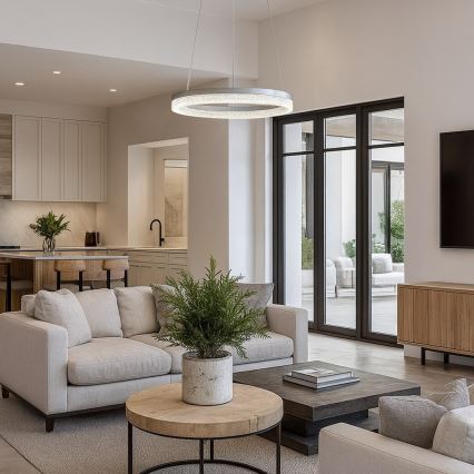 Κρεμαστό φωτιστικό LED GALA με καλώδιο, 25W/230V, Ø 50 εκ., ασημένιο