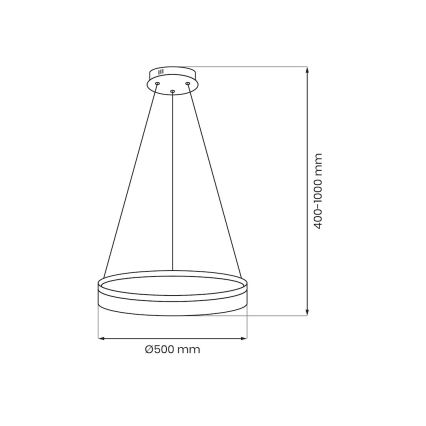 Κρεμαστό φωτιστικό LED GALA με καλώδιο, 25W/230V, Ø 50 εκ., ασημένιο