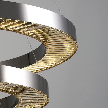 Κρεμαστό φωτιστικό LED JESI με καλώδιο 99W/230V 3000K Ø 100 εκ. ασημί