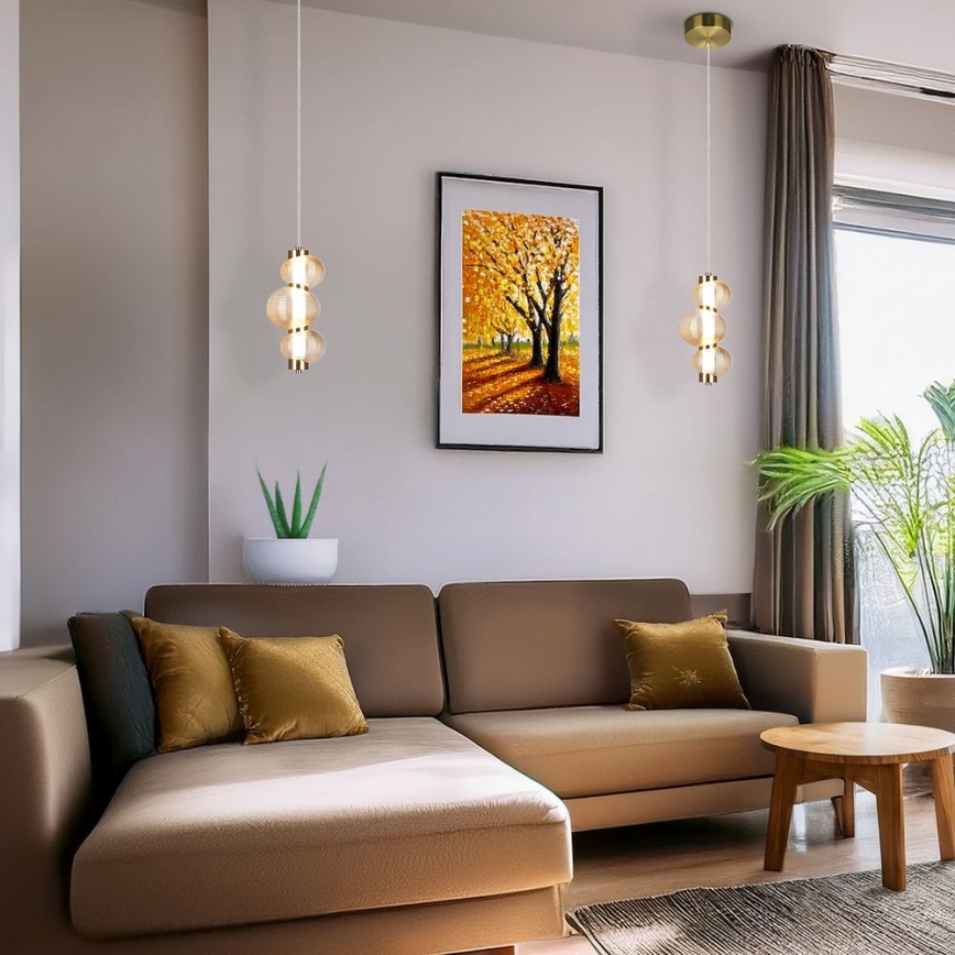 Κρεμαστό φωτιστικό LED σε καλώδιο BOLLA LED/12W/230V διάμ. 16 cm, χρυσό/καπνιστό μπεζ