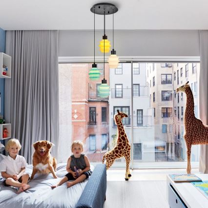 Κρεμαστό φωτιστικό LED σε καλώδιο CACTUS LED/12W/230V 3000K πράσινο/κίτρινο/λευκό