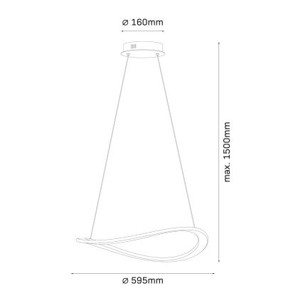 Κρεμαστό φωτιστικό LED σε καλώδιο CASHMERE LED/40W/230V διάμ. 59,5 cm λευκό