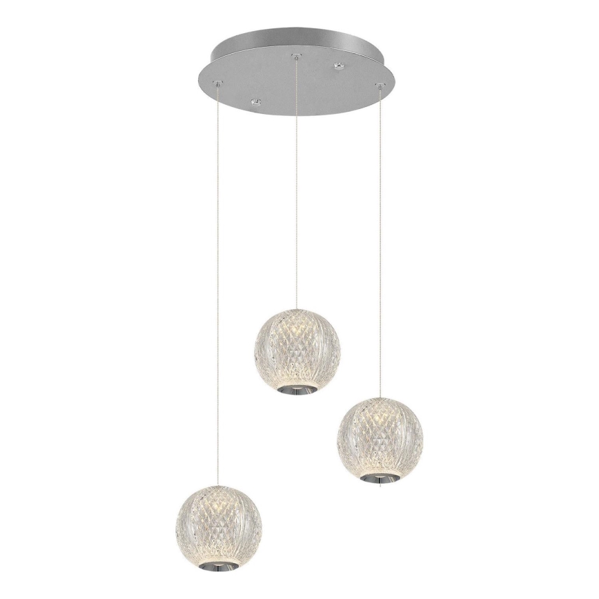 Κρεμαστό φωτιστικό LED σε καλώδιο CREMONA, 3xLED/5W/230V, 3000K, ματ χρώμιο