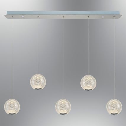 Κρεμαστό φωτιστικό LED σε καλώδιο CREMONA 5xLED/5W/230V 3000K ματ χρώμιο