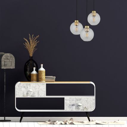 Κρεμαστό φωτιστικό LED σε καλώδιο DEVON 3xE27/15W/230V μαύρο/διαφανές