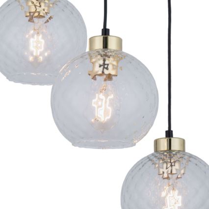 Κρεμαστό φωτιστικό LED σε καλώδιο DEVON 3xE27/15W/230V μαύρο/διαφανές