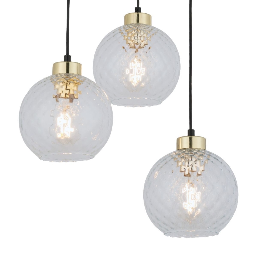 Κρεμαστό φωτιστικό LED σε καλώδιο DEVON 3xE27/15W/230V μαύρο/διαφανές