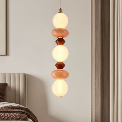 Κρεμαστό φωτιστικό LED σε καλώδιο FLORES LED/20W/230V χρυσό/πορτοκαλί/καφέ