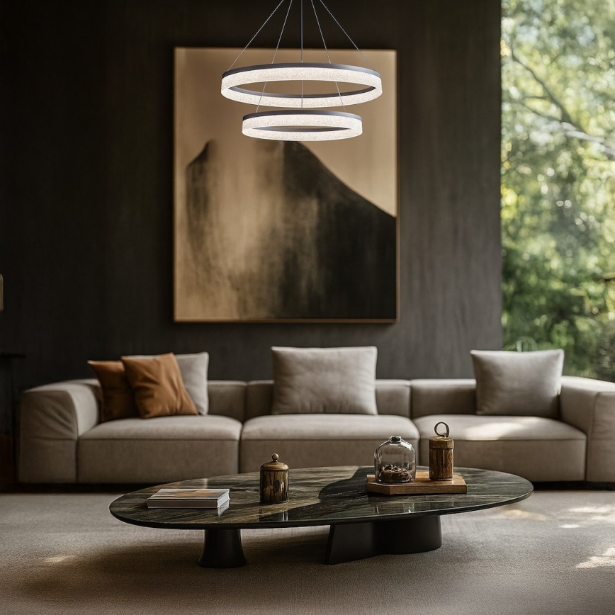 Κρεμαστό φωτιστικό LED σε καλώδιο GALA LED/54W/230V, Ø 60 εκ., ασημί