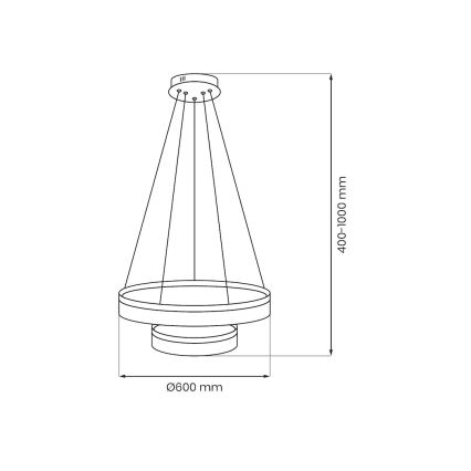 Κρεμαστό φωτιστικό LED σε καλώδιο GALA LED/54W/230V, Ø 60 εκ., ασημί
