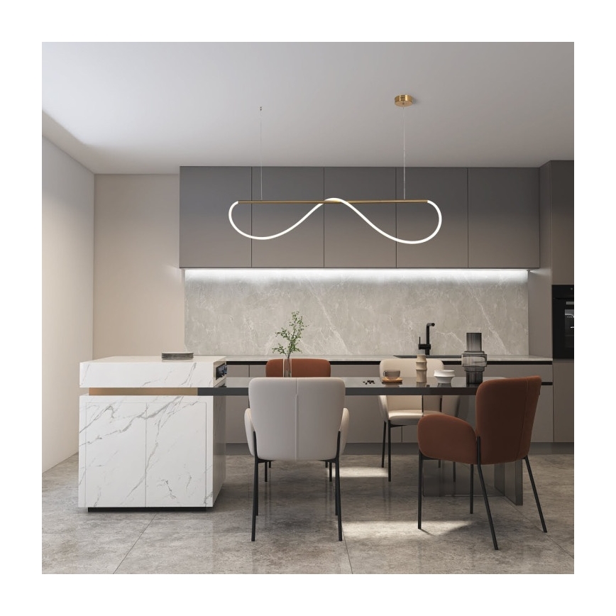 Κρεμαστό φωτιστικό LED σε καλώδιο MELECA LED/36W/230V 3000/4000/6000K 160 cm χρυσό