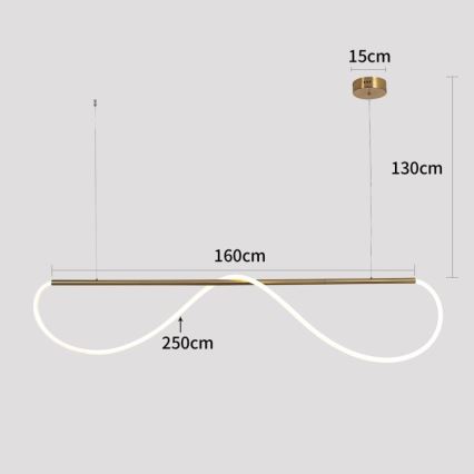 Κρεμαστό φωτιστικό LED σε καλώδιο MELECA LED/36W/230V 3000/4000/6000K 160 cm χρυσό