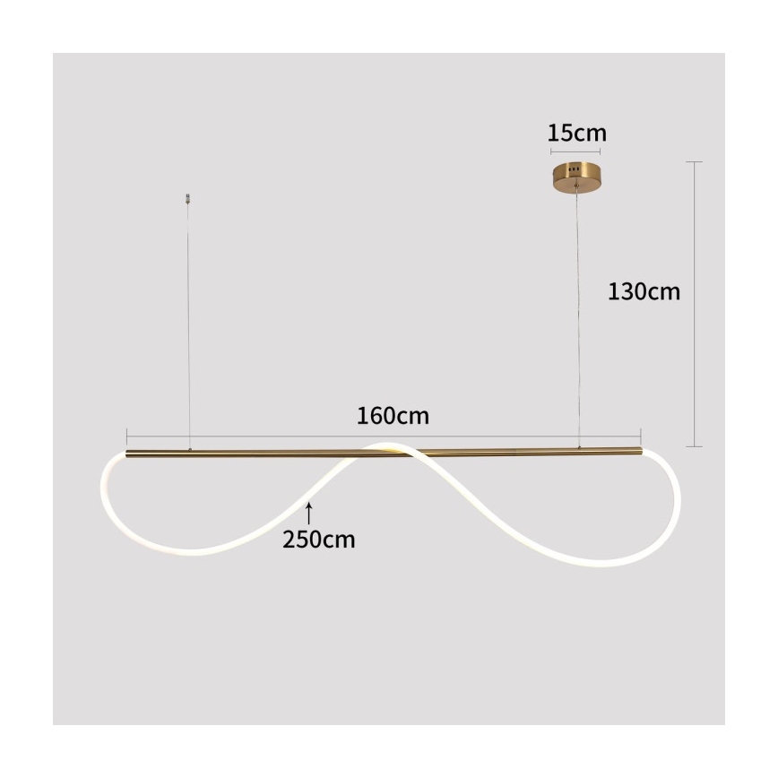 Κρεμαστό φωτιστικό LED σε καλώδιο MELECA LED/36W/230V 3000/4000/6000K 160 cm χρυσό