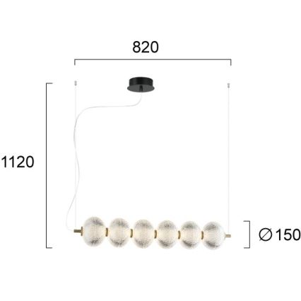 Κρεμαστό φωτιστικό LED σε καλώδιο PELLUCID LED/23W/230V χρυσό/διάφανο
