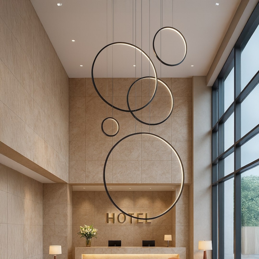 Κρεμαστό φωτιστικό LED σε καλώδιο SATURNO LED/100W/230V μαύρο