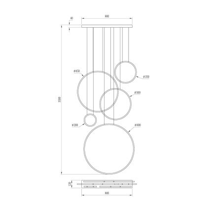 Κρεμαστό φωτιστικό LED σε καλώδιο SATURNO LED/100W/230V μαύρο