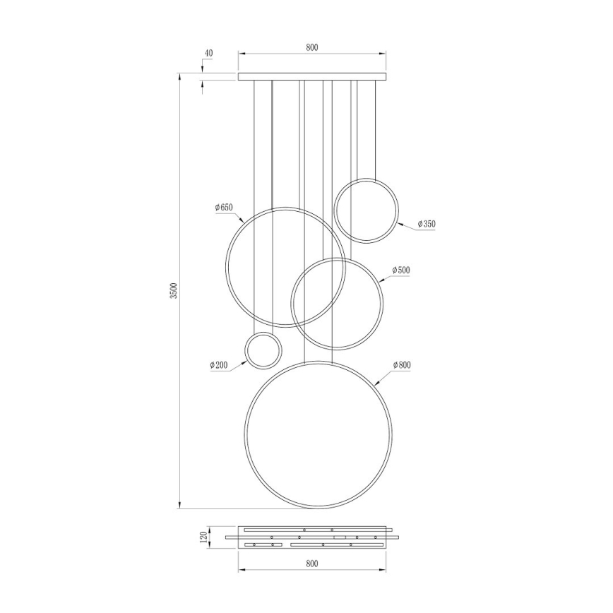 Κρεμαστό φωτιστικό LED σε καλώδιο SATURNO LED/100W/230V μαύρο