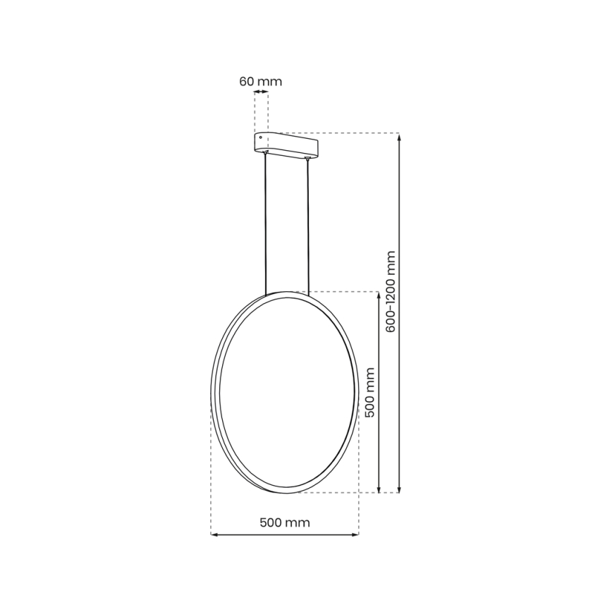 Κρεμαστό φωτιστικό LED σε καλώδιο SATURNO LED/28W/230V διάμ. 50 cm IP44 μαύρο
