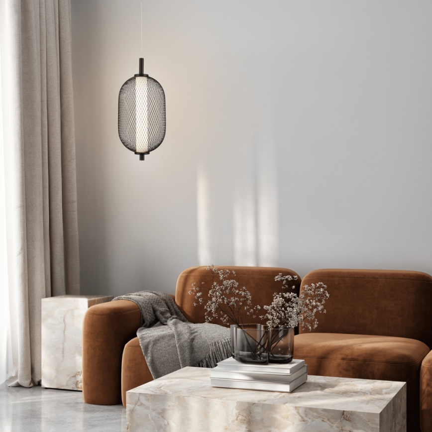 Κρεμαστό φωτιστικό LED PUMA, 10W/230V, διάμ. 15 cm, μαύρο